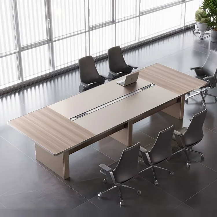 Modern Large Rectangular Meeting Table Simple Wood Conference Desk For Office Negotiation & Team Collaboration Room