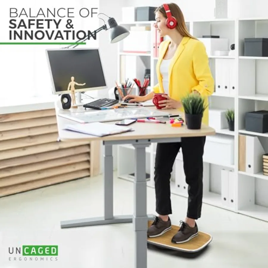 قاعدة + لوح توازن مكتبي قائم، حصيرة مضادة للتعب لمحطات العمل المكتبية، لوح توازن متذبذب، حصيرة تمرين تعزز الموقف أ