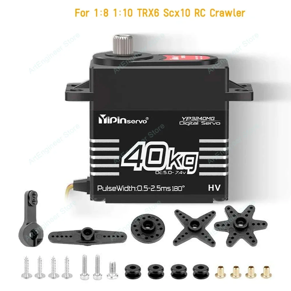 Servo digital impermeável de 40KG - engrenagem de metal de alto torque YP3240MG 180/270 °   para 1:8 1:10 RC Crawler Car Robot TRX6 Scx10