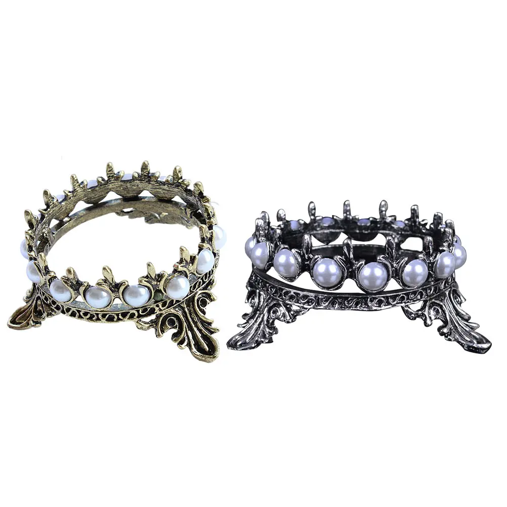 

2pcs Pearl Pen Holder Crown Style Durable Material Nail Brush Rack Manicure Beauty Accessory Storage Practical Gift