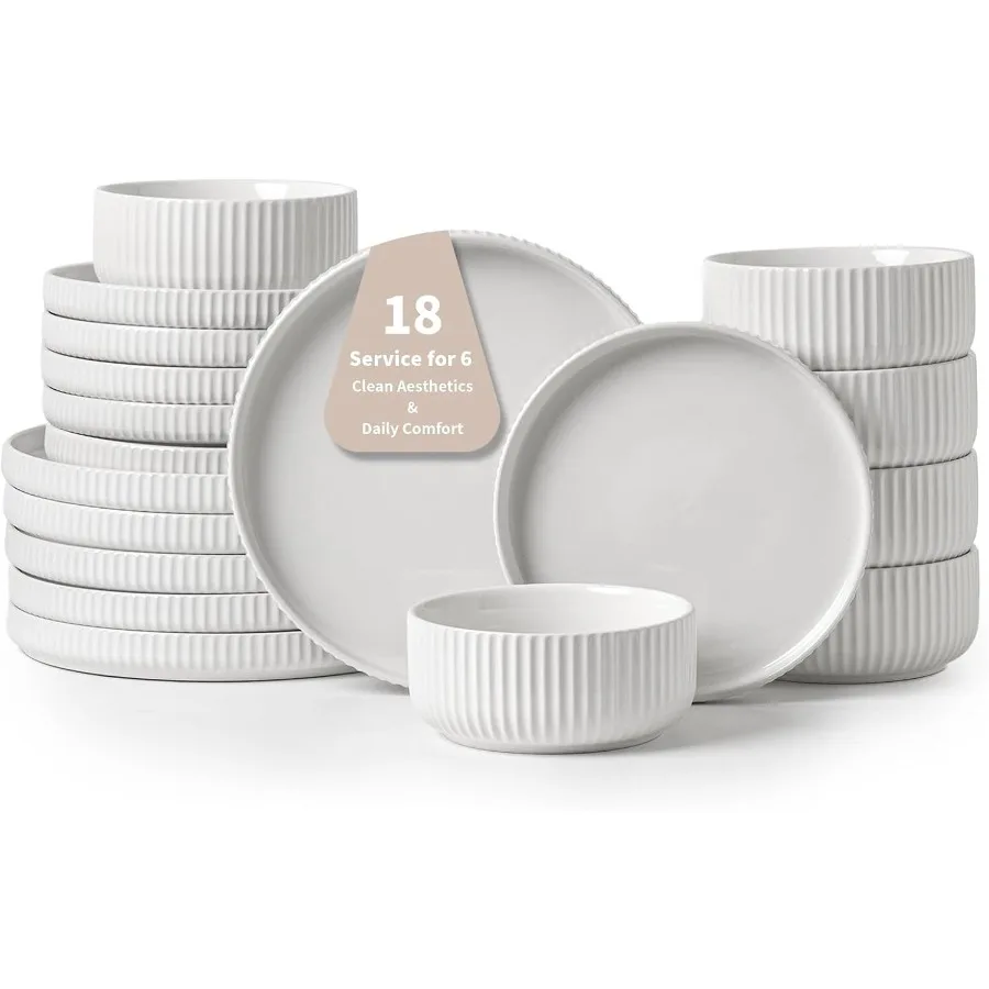 

Pure Practical 18Piece White Ceramic Dinnerware Set for 6 Ideal for Everyday Dining Minimalist Kitchen Essentials Sustainable T
