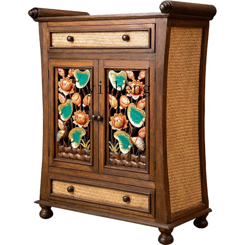 Zk Furniture Dining Room Carved Hand Painted Sideboard Cabinet Living Room Retro Storage Locker