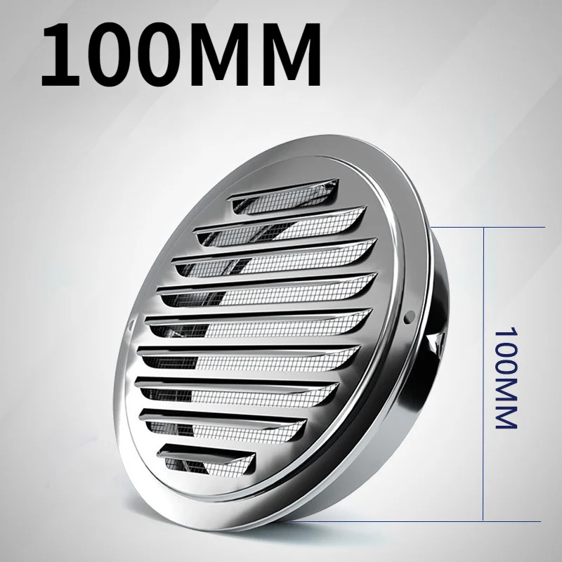Roestvrijstalen Buitenwand Luchtuitlaat Rooster 70-200Mm Ronde Duct Cap Luchtventilatie Afdekking Gat Plug Ventilatiesysteem