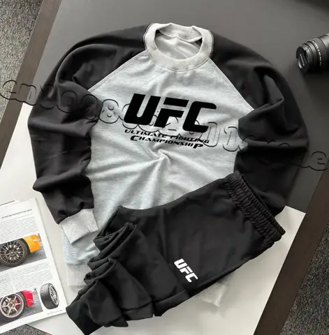 UFC 미니멀리스트 세트 성인 어린이 가을/겨울 두꺼운 원단 스포츠 트레이닝 격투 스타일 슬림핏 긴팔 바지 의류