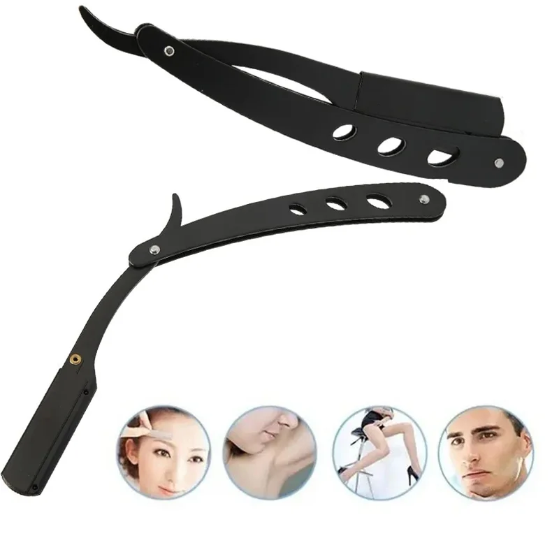 Old Fashioned Razor Manual Shaver Stainless Steel Hairdressing Knife Holder Razor Hairdressing Shaving Face Trimming Knife