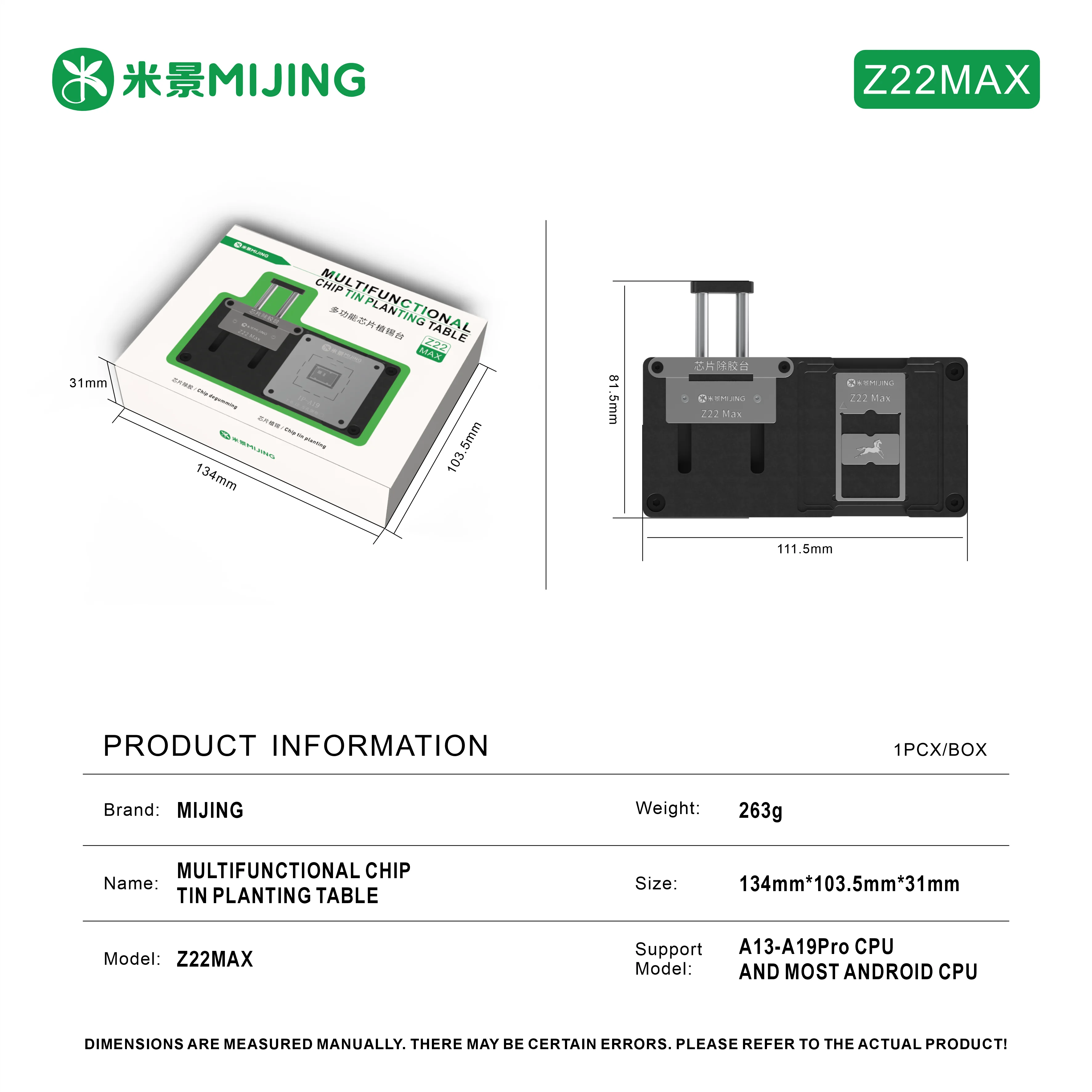 MIJING Z22 MAX Chip Tin Planting Table for iPhone Repair