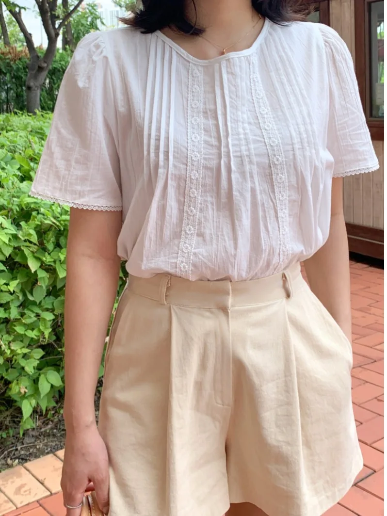 ลูกไม้หวาน ort Sve ตุ๊กตา irt Chic Fre Anti-Aging โรแมนติกจีบ Splicing Forest System Gentle ผู้หญิงเสื้อ