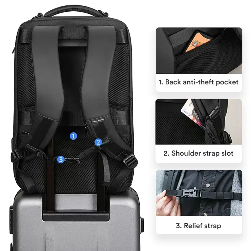 Mochila masculina de negócios de alta qualidade com porta USB multifuncional mochila para laptop para homens mochila escolar à prova d'água bolsa de computador de viagem