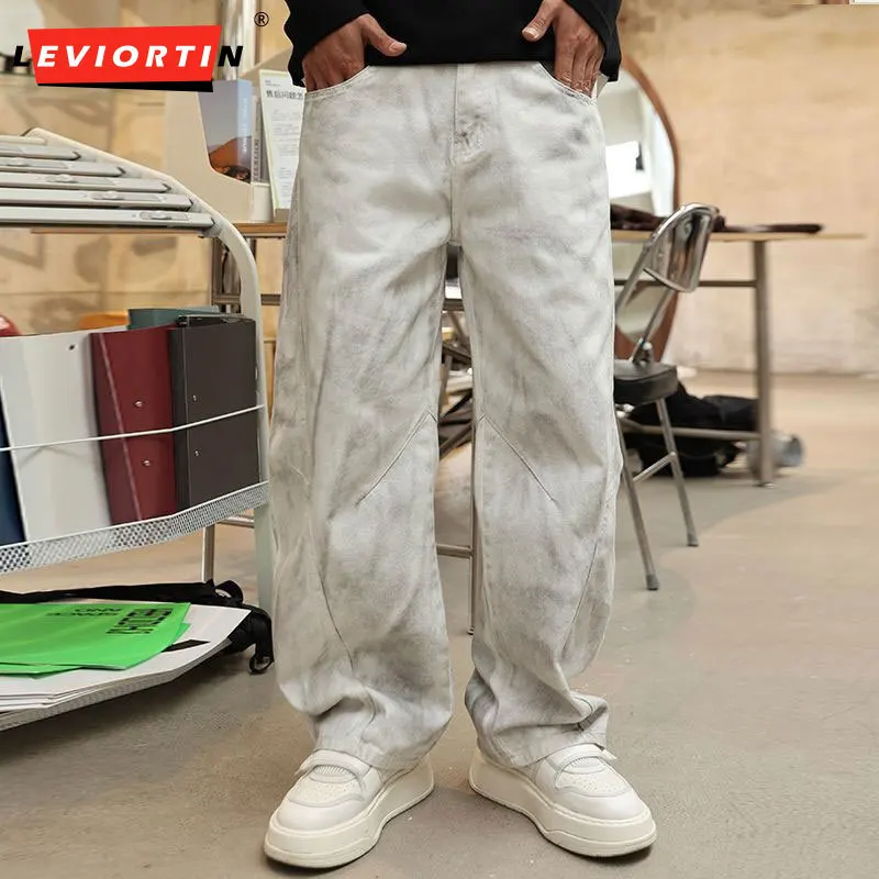 2025 Autumn and winter fashion high street retro loose straight leg jeans men's trendy brand new trend versatile casual pants