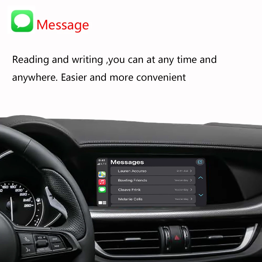 Plug-and-Play Wireless CarPlay Android Auto Mirror Link Radio für Apple Alfa Romeo Stelvio Giulia/Giulietta Radar Detector