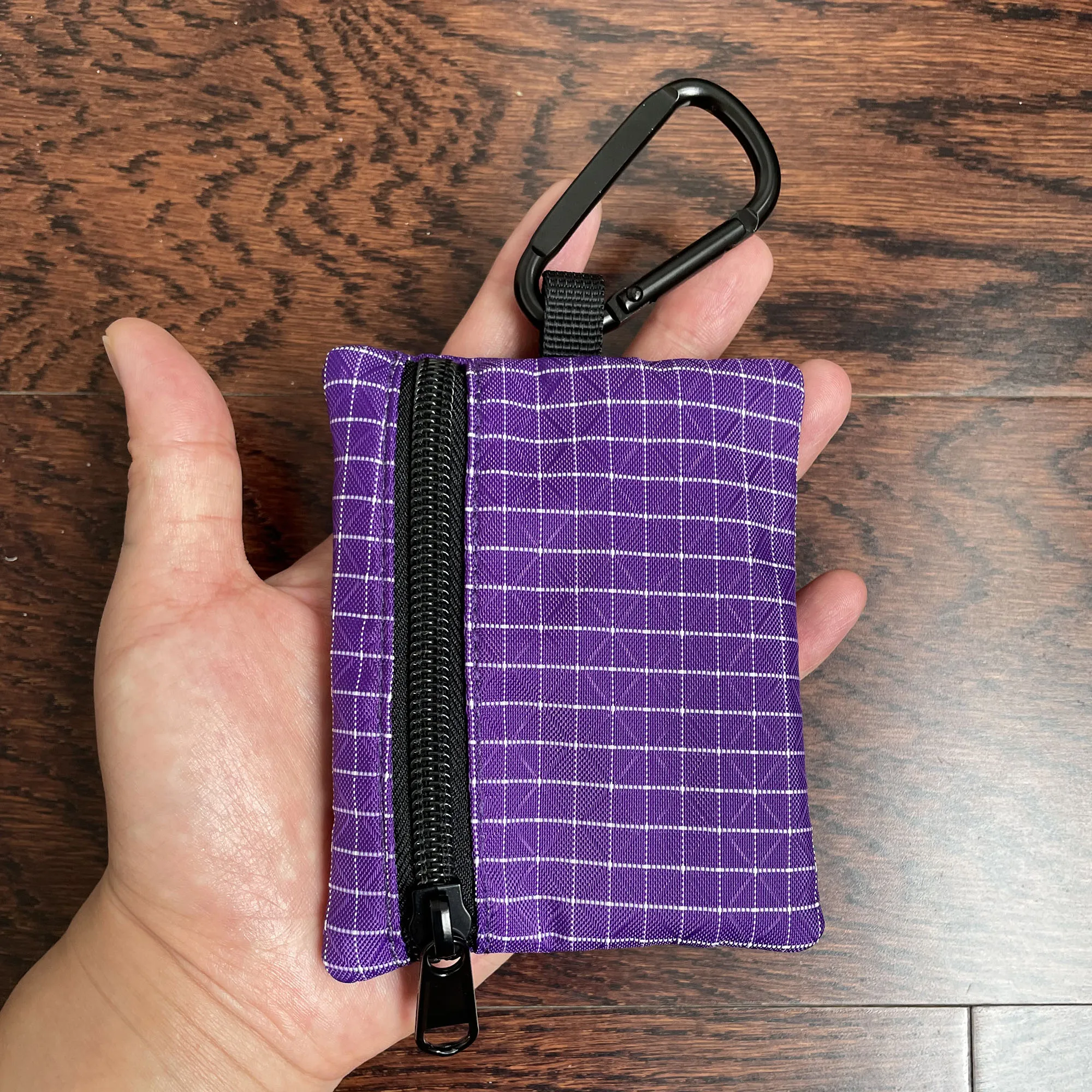 Mini EDC Organizer Pouch Durable Dyneema Coin Purse Key Card Holder with Carabiner for Camping Hiking Outdoor Small Waist Bag