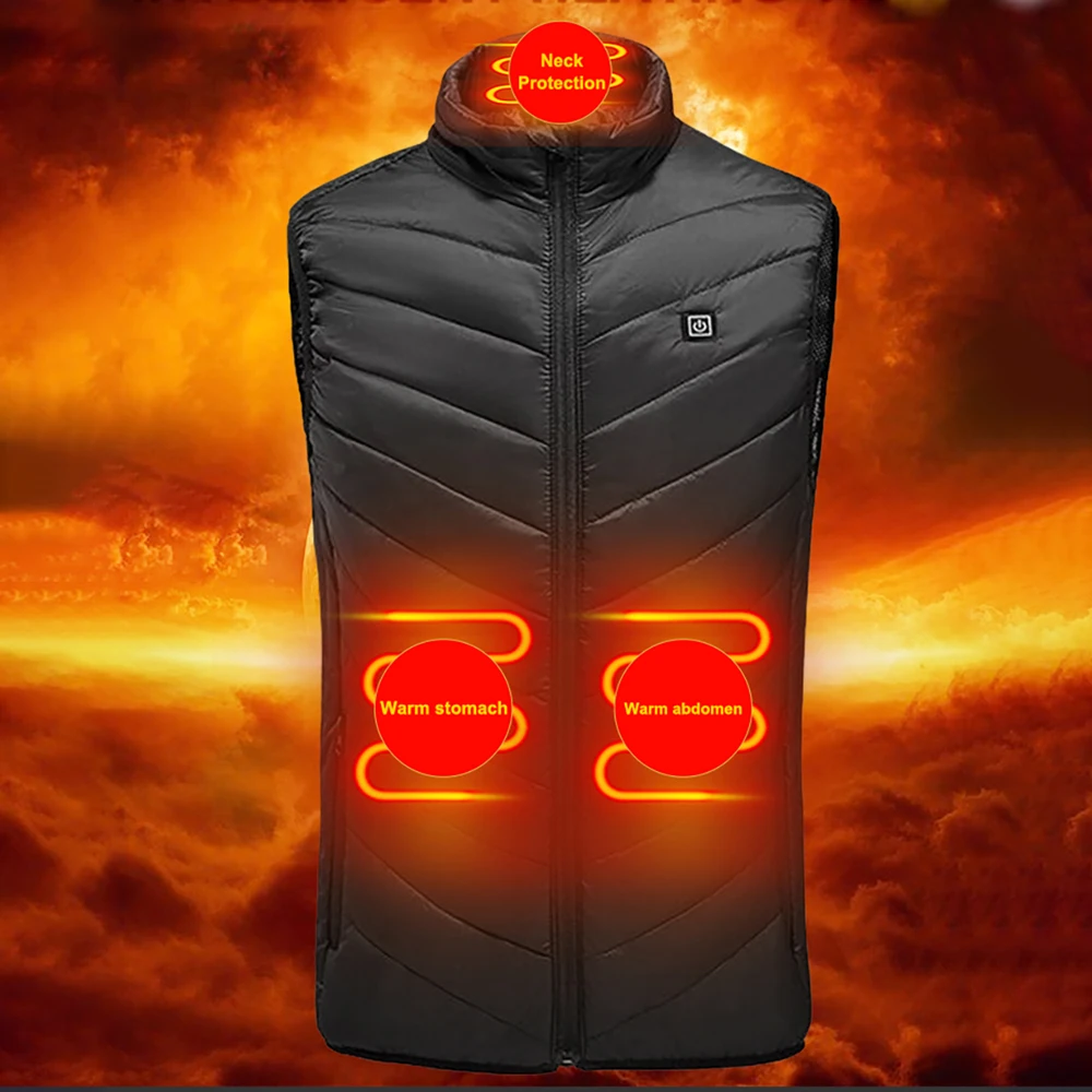 

Electric Heated Hunting Vest Winter 9 Zones Smart Heated Jacket Outdoor Insulated Vest Thermal Warm Coat Camping No Battery Pack