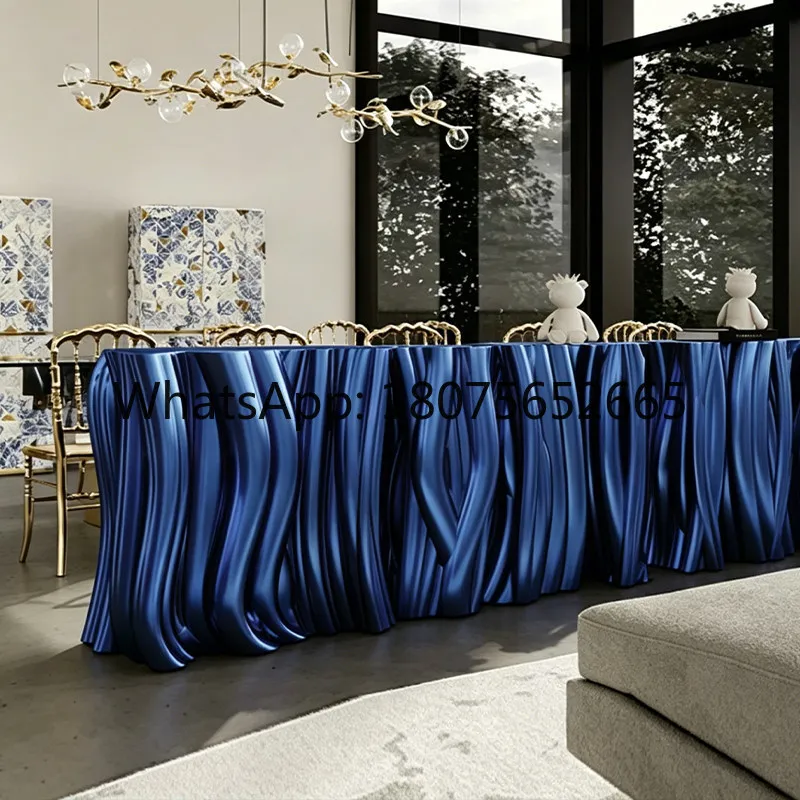 Modern fiberglass console - blue, entryway accent table, can be personalized