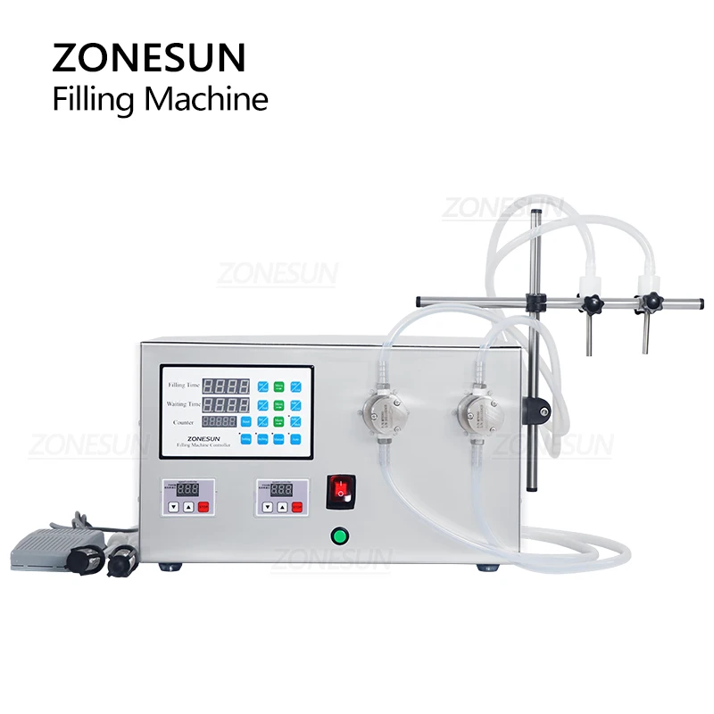 ZONESUN Liquid Filling Machine Magnetic Pump Water Juice Essential Oil Fluid Quantitative Filler Packing Production ZS-YTMP2S