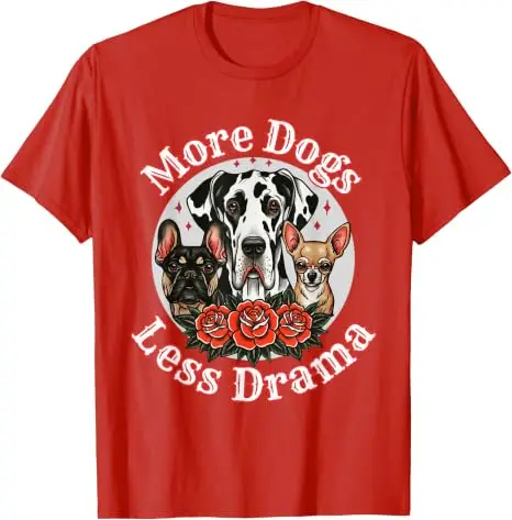 Mehr Hunde, weniger Drama – Great Dane, Frenchie, Chihuahua T-Shirt – Y2K Haustierliebhaber Grafik-Bekleidung – Personalisiertes Streetwear Spruch-T-Shirt – Detail 10