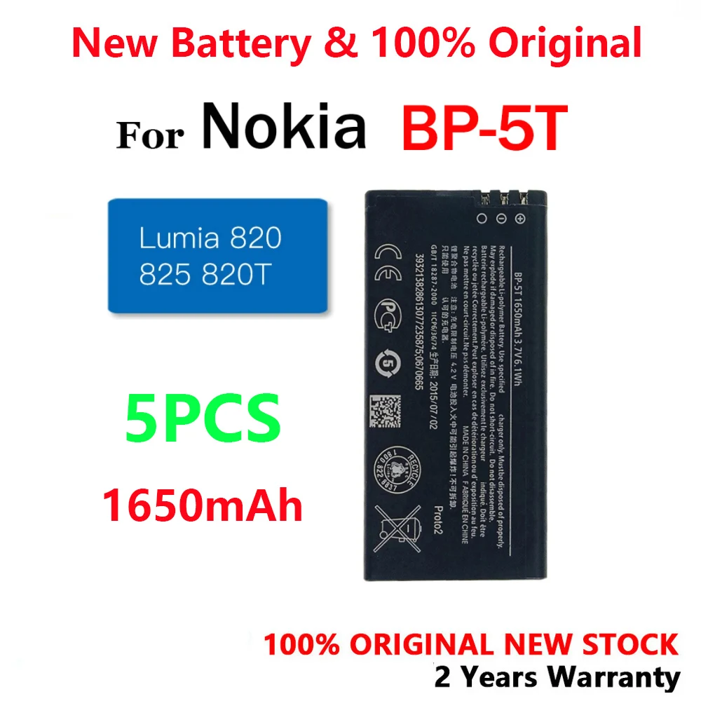 100% New Original BP-5T 1650mAh Battery For Nokia Lumia 820 825 Lumia 820T Lumia 820.2 RM-878 BP5T BP 5T Batteria