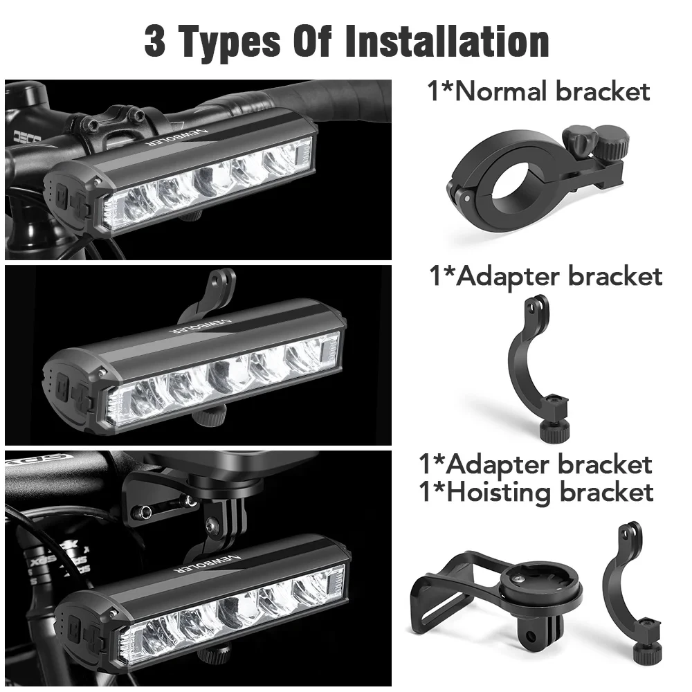 NEWBOLER Bicycle Light Front 10000mAh Bike Light 6000Lumen Waterproof Flashlight USB Charging MTB Road Cycling Lamp Accessories