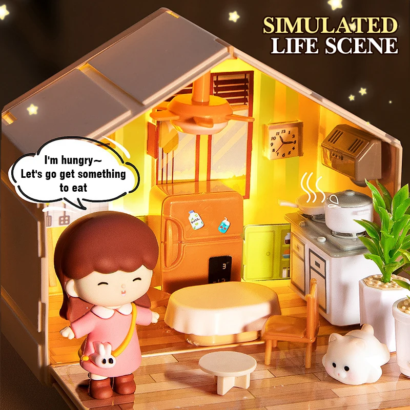 DIY 미니 퍼즐 조립 장난감 빌딩 키트 아트 하우스 미니어처 장면 수제 장식 LED 조명 포함 여자아이 선물용 장난감