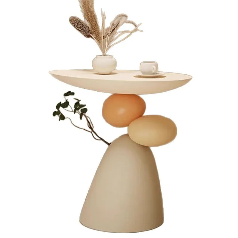 

Living room floor ornament cream wind sofa next to a few coffee tables high-end home storage