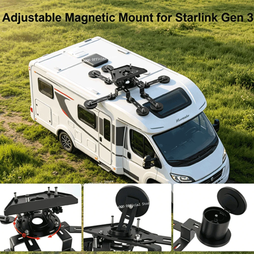 Starlink Gen 3 Mount,376lbs 12 Magnetic Bases,160° Adjustable Tilt,Roof Car Truck RV Yacht Mount,For Standard 4X,Enterprise Dish
