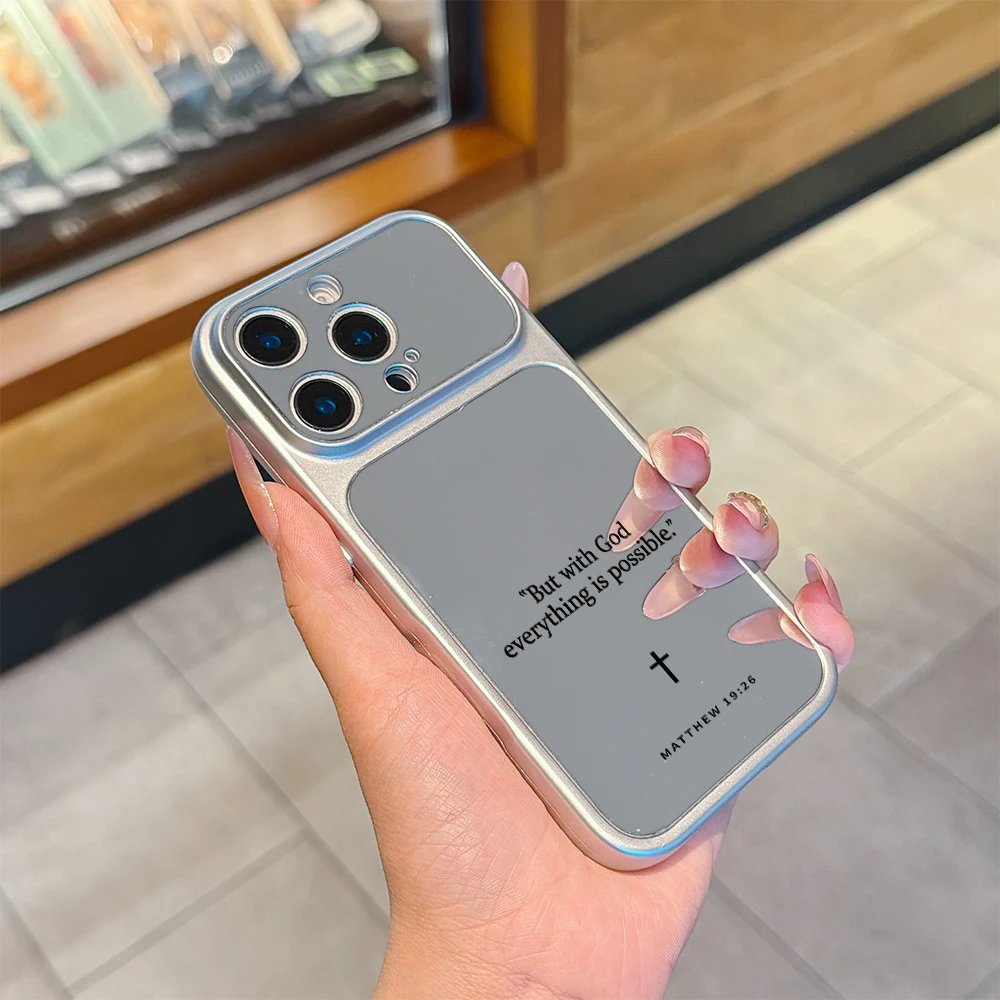 Christian Bible Verse Makeup Mirror Phone Case For iPhone 17 Air 16e 16 15 14 13 12 11 Pro Max X Xs XR Shockproof Cover Fundas - view 4