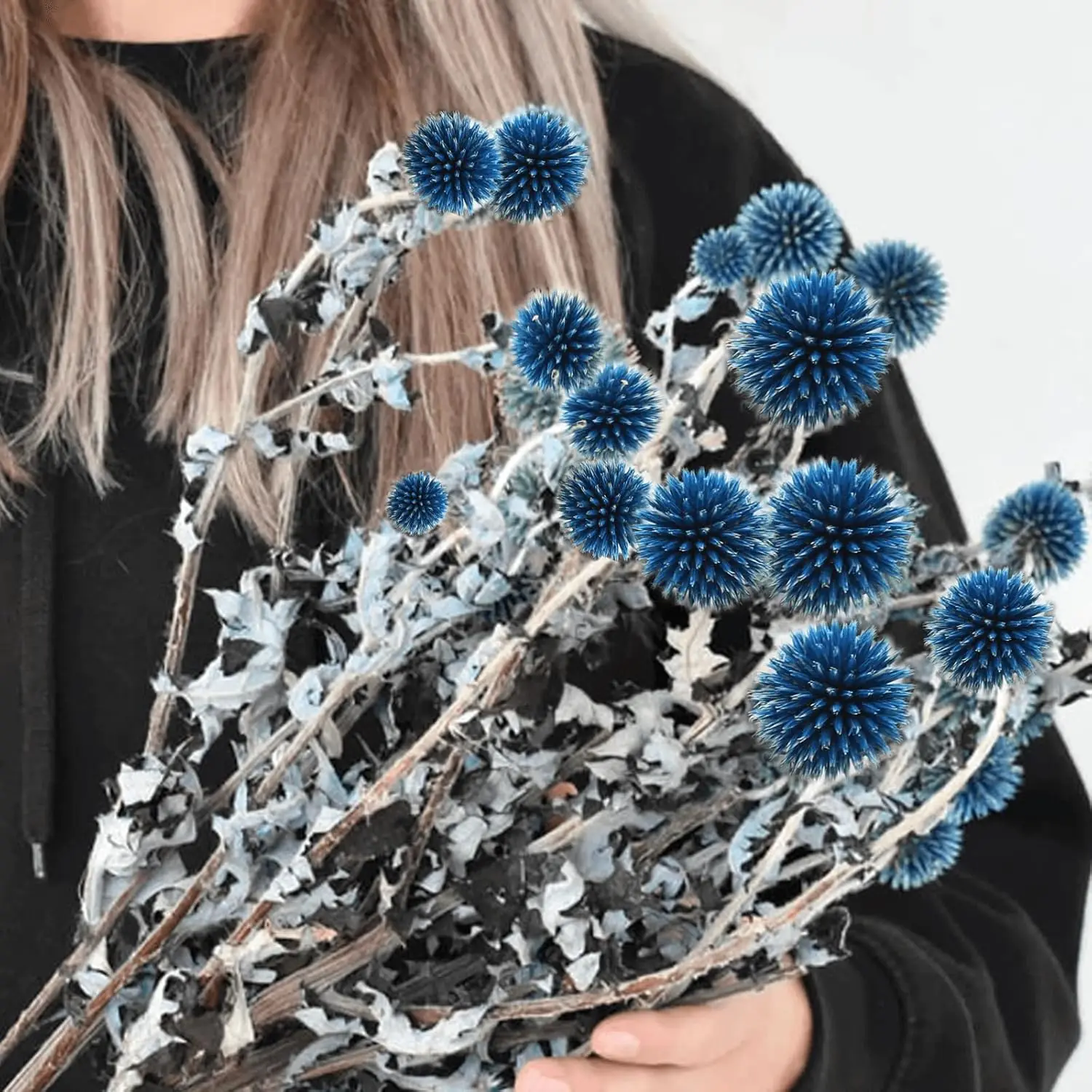 

20 Balls Dried Blue Thistle Flowers Bouquet Echinops Globe Flower for Wedding, Boho Party, Home Decor, Table Center