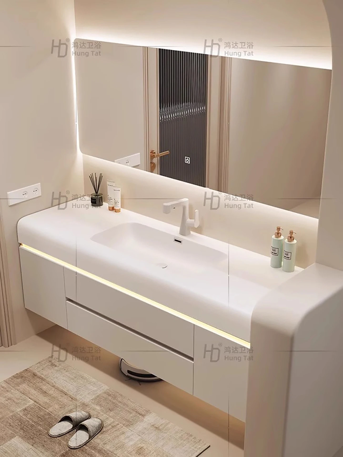 

2025 new bathroom hand washing Corian integrated basin bathroom cabinet washing washbasin basin combination ceramic