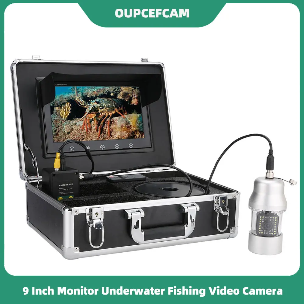 9 Inch 20/50/100m Underwater Fishing Video Camera Fish Finder IP68 Waterproof 38 LEDs 360 Degree Rotating Camera