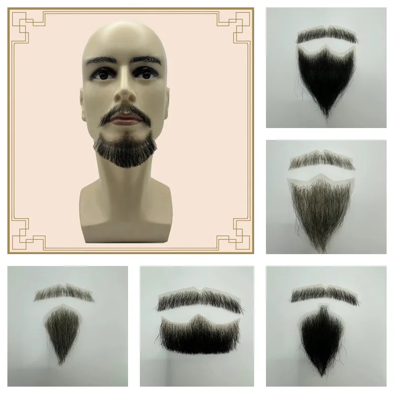 

Latest Yak Hair Face Fake Beard Black Color Lace Fake Mustache for Men Drama/Party/Movie Heatrical/Holiday