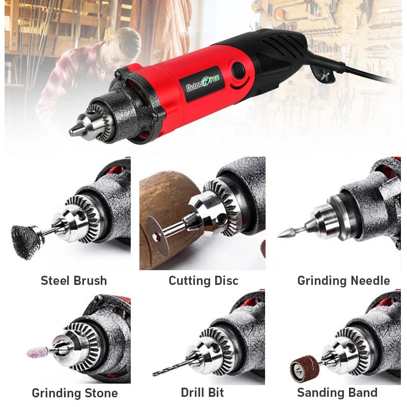 Dremel 미니 전기 드릴 조각기, DIY 드릴 연마기 조각 펜, 6 단 연마기 전기 회전 도구 세트, 240W