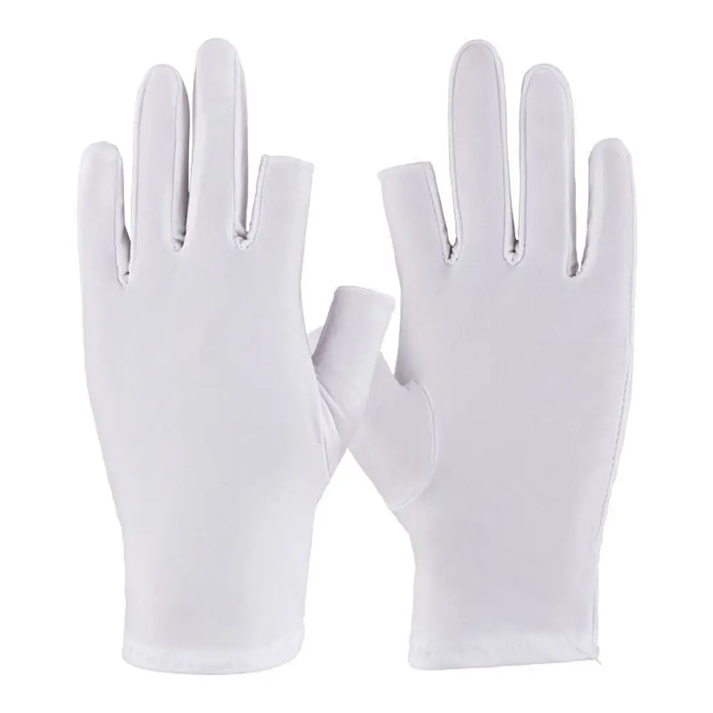 

Эластичные дышащие солнцезащитные перчатки с двумя пальцами для вождения, модные перчатки из ледяного шелка, женские перчатки, мужские варежки без пальцев