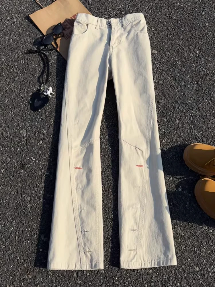 

Cleanfit American Sle Embroidered Slant Cut Cotton Jeans Men's Trendy Design Straight Leg Long Trousers Wear Resistant