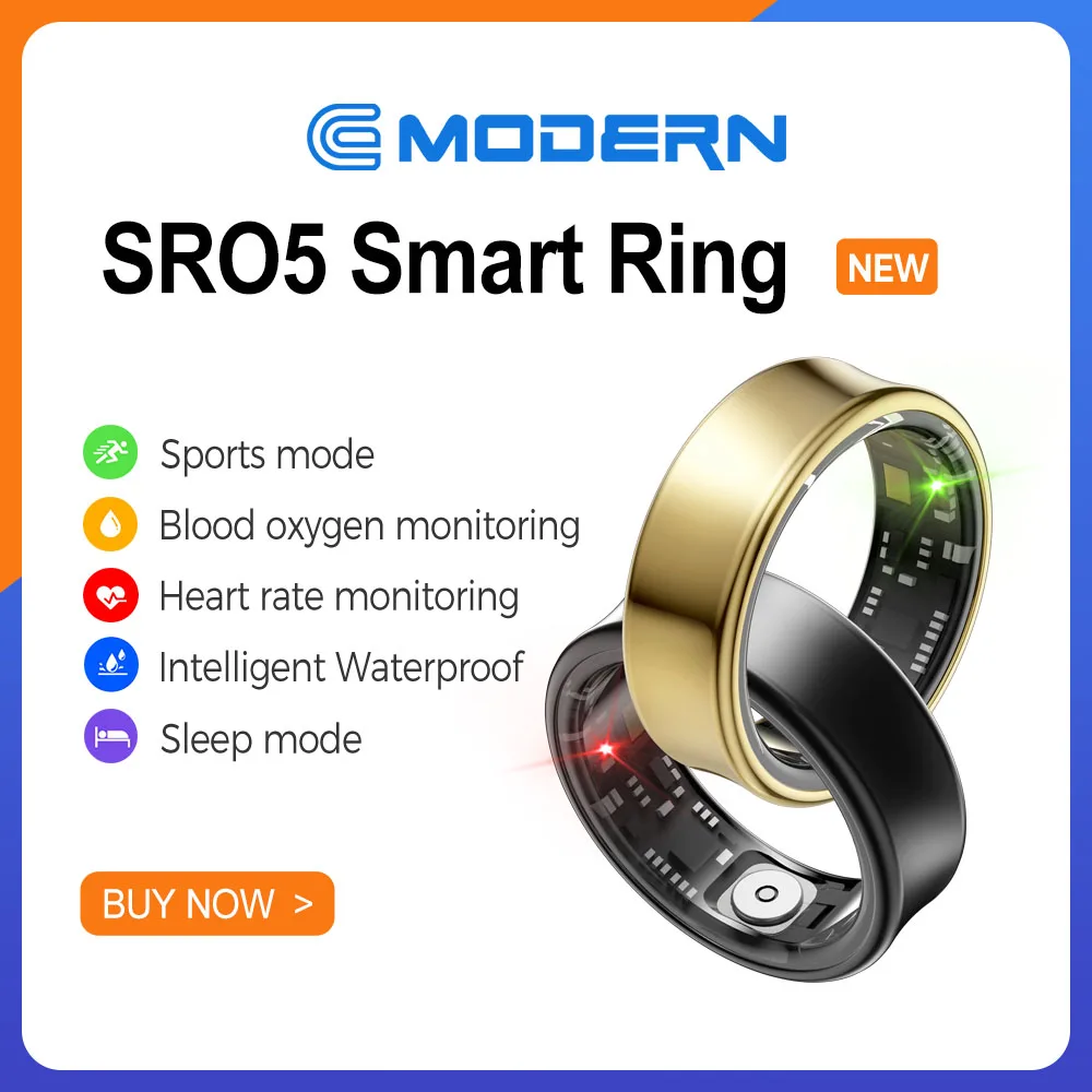 

NEW SR05 Smart Ring Sleep Monitor Bluetooth 5.1 Blood Oxygen Tracker Fitness Tracker Ring 5ATM Waterproof Multi-sport Modes