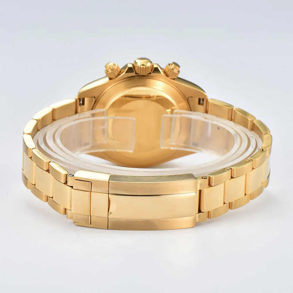 Orologio da polso da uomo personalizzato in oro da 39 mm VK63 movimento cronografo vetro zaffiro orologio da uomo d'affari di lusso