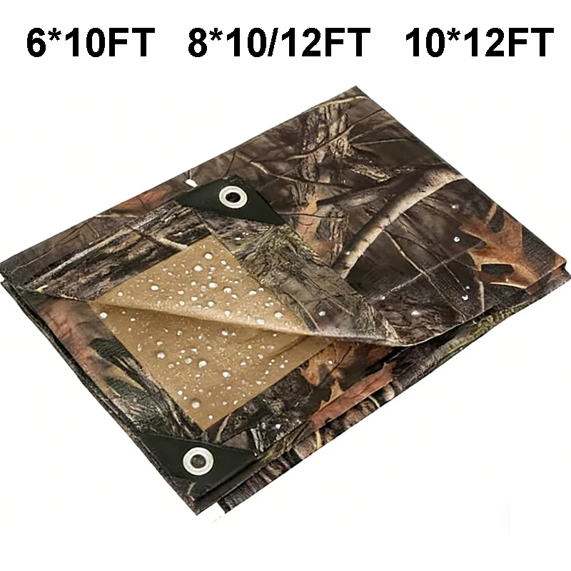 Bionic Camo Tarp Waterproof Awning Shade 6*10 8*10/12 10*12 FT Outdoor Garden Canopy Camping Tarpaulin Camouflage Sun Shelter