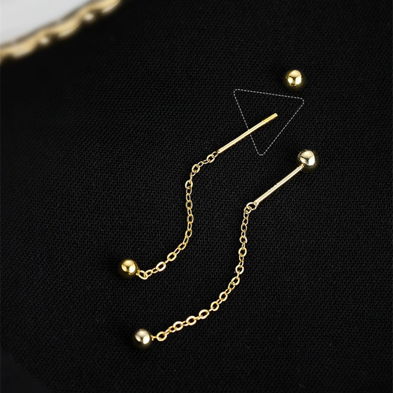 Silver Color Chain Ball Pendant Earring Women Simple Fairy Design Minimalist Korean Dangle Earrings Female Fashion Jewelry Gift