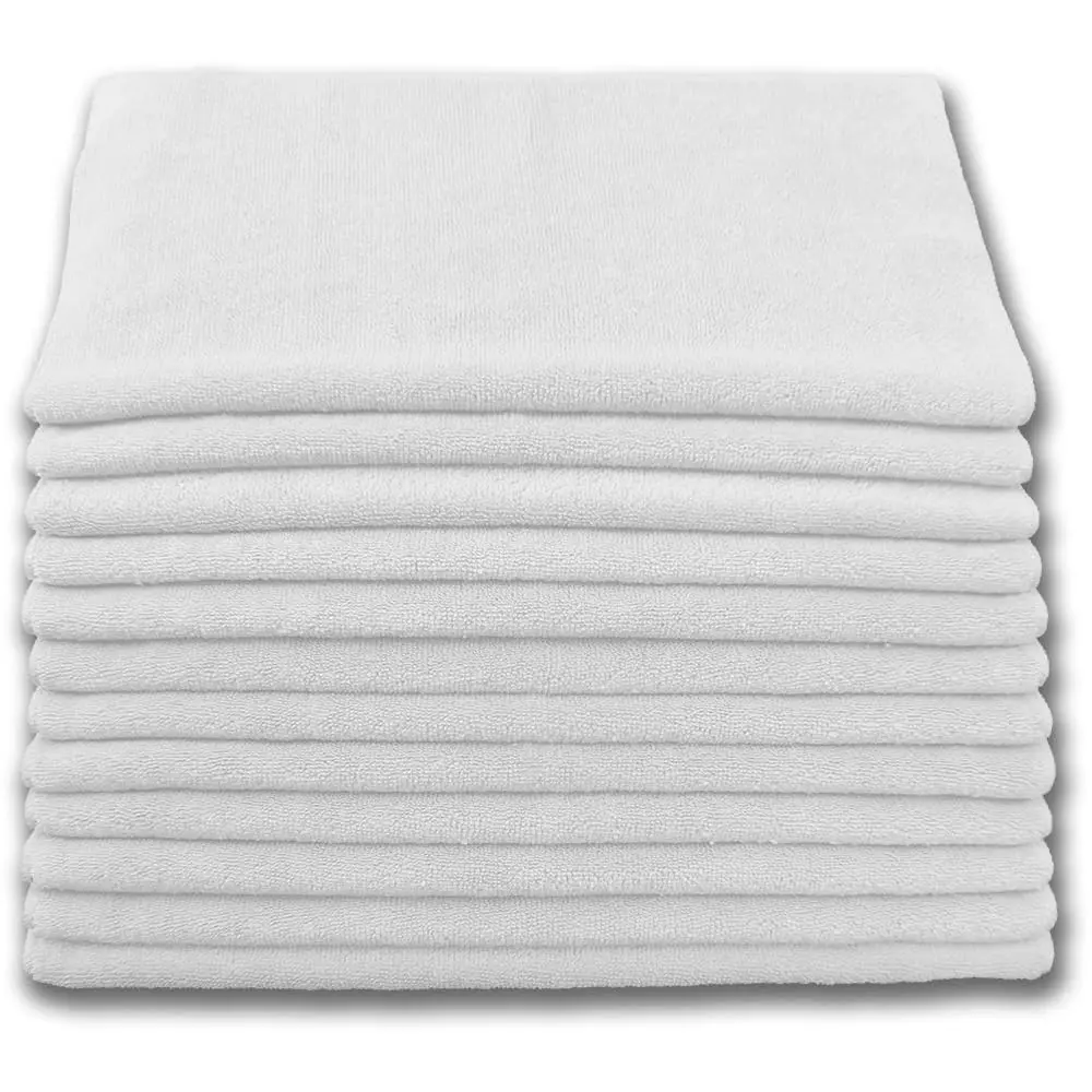 

Professional 16X16 H Microfiber Cleaning Cloths - White Pa Of 12-300 Gsm Terry Cloth - I For Dusting And General