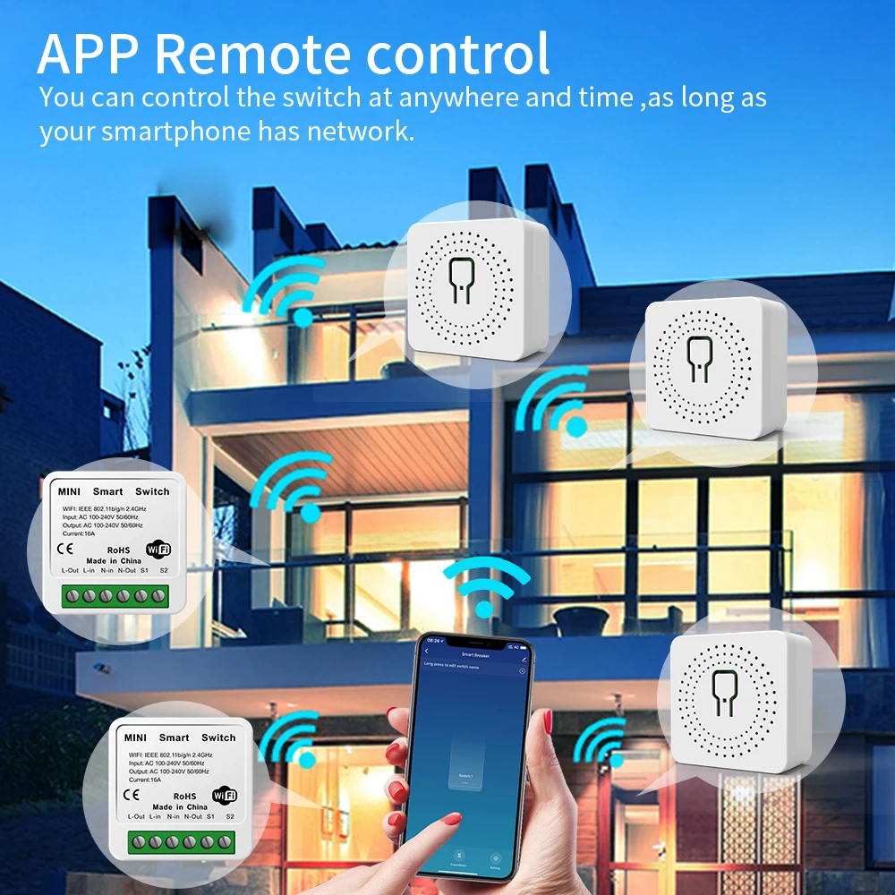 16A Tuya WiFi Smart Switch With Energy Monitoring Circuit Breaker Support Smart Life App Compatible with Alexa and Google Home