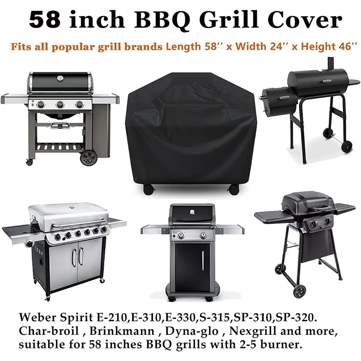 Large Grill Cover, Heat Resistant Black, Heavy Duty Grill Cover for Gas Grill, BBQ Accessories view 6