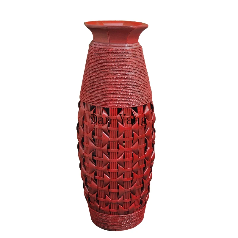 

YJ bamboo woven floor-to-ceiling vase ornament living room flower arrangement big red creative flower bucket