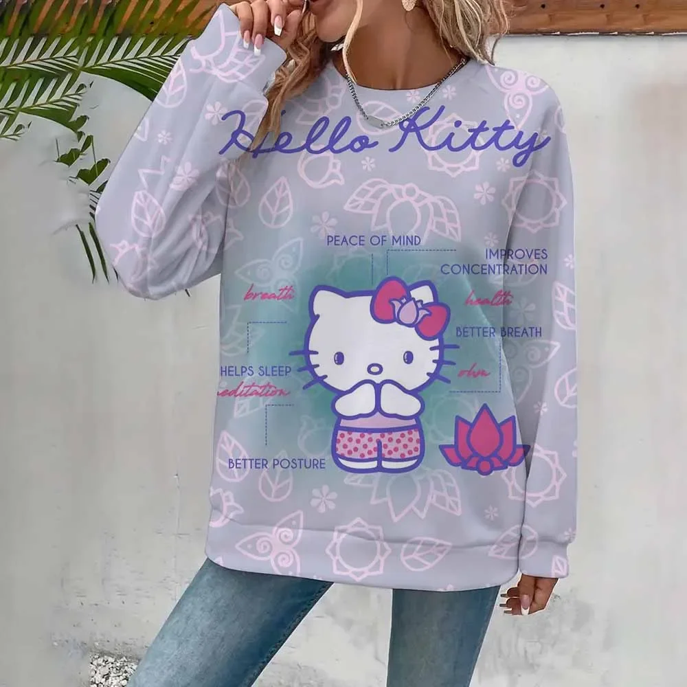 Halloween Printed Hello Kitty Comfortable Hoodie Ladies Casual Fashion Ladies Loose Top Personalized Pullover