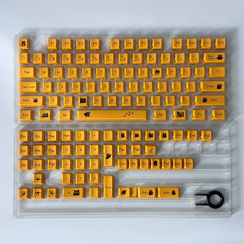Black Cat Theme PBT Keycaps CHERRY Profile Dye-Sublimated Keycap Set For Mx Cherry Gateron Switch Mechanical Keyboard Kit