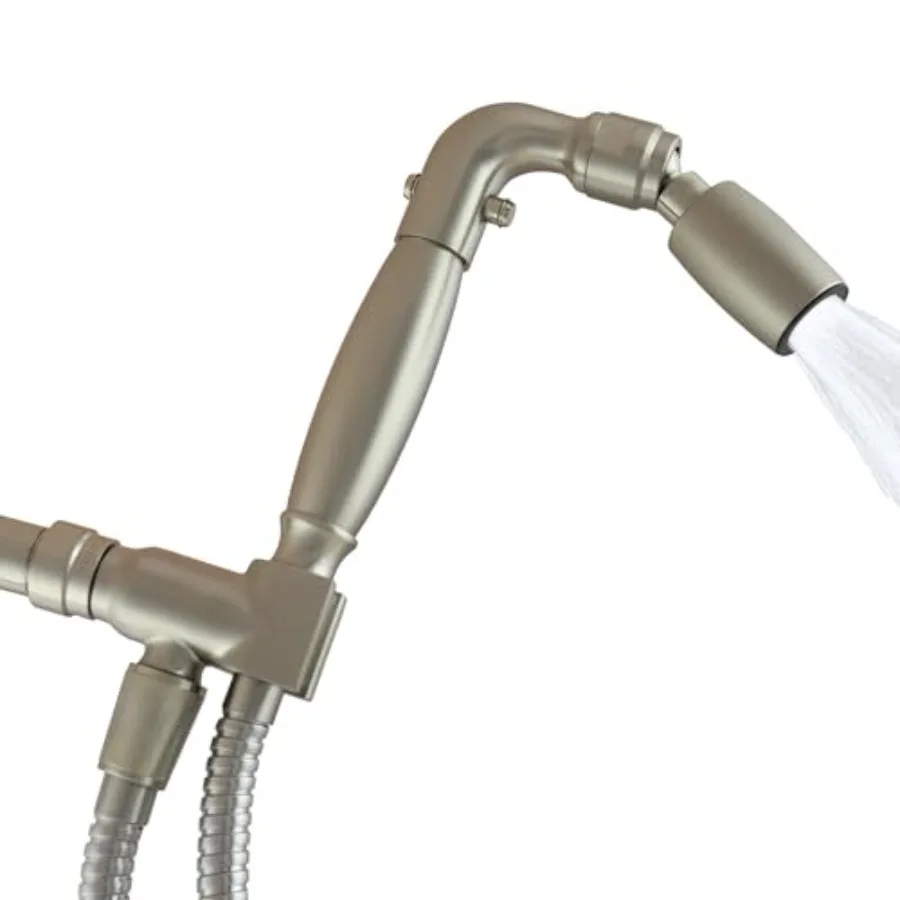 

Handheld shower head for bathroom use, solid lead-free metal, nickel finish, trickle valve and low-flow 1.8 GPM for water conse