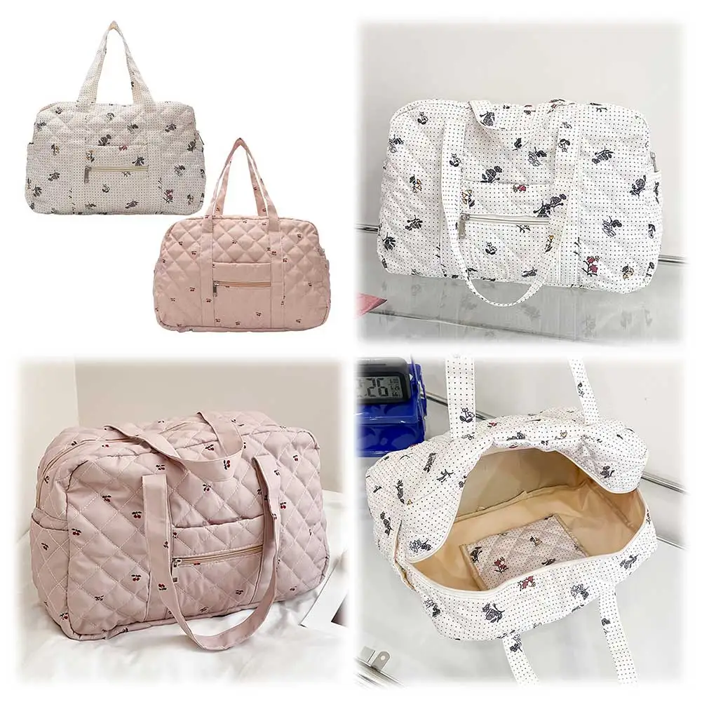 

Women Diamond Lattice Shoulder Bag Large Capacity Floral Puffy Tote Handbag Quilted Padding Tote Bag Ladies Commute Bag