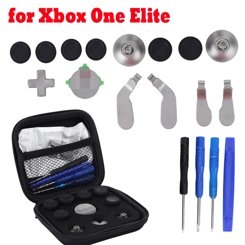 18 in 1 Replace Buttons Kit 6 Different Metal Analog Sticks 4 Paddles 2 D-Pads With Storage Case for Xbox One Elite Controller