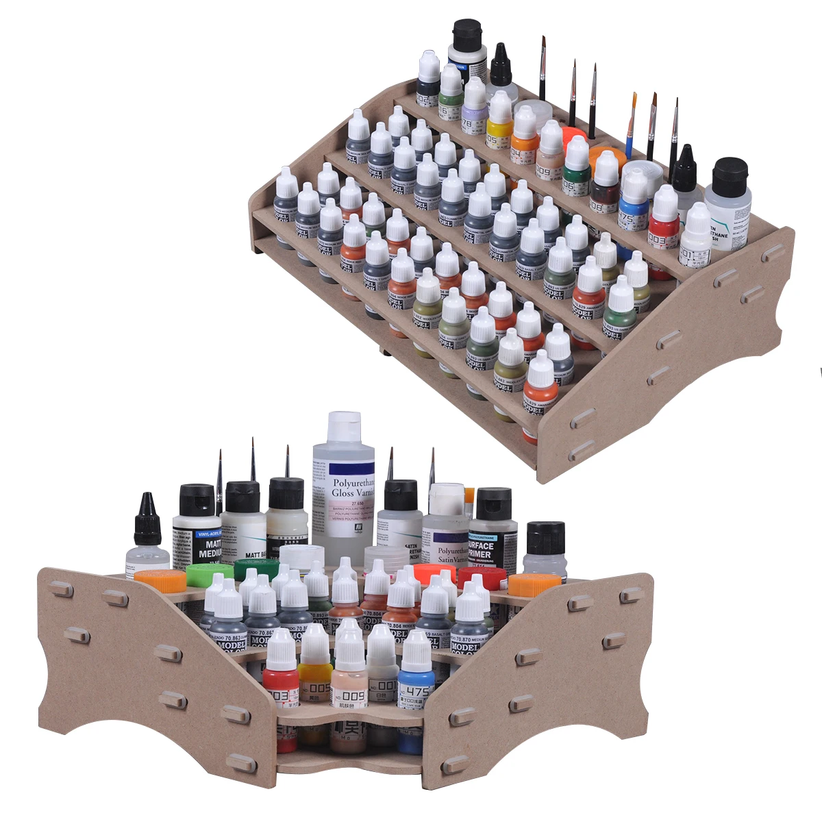 Modular Corner Paint Storage Rack with Desktop Paint Bottle Cabinet for AK, MIG, GSI, TK Paint - Assembly Combination Organizer