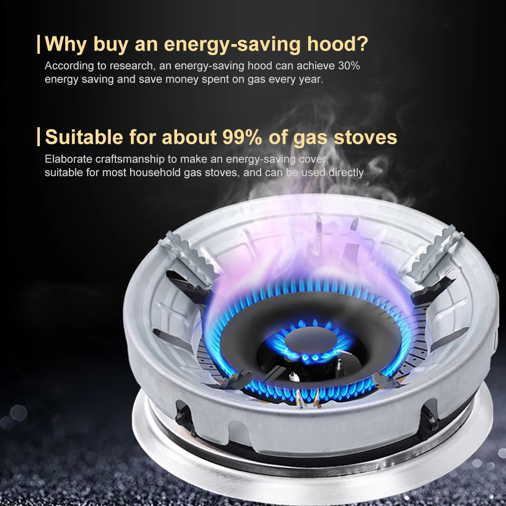 9 Holes Thickened Stainless Iron Gas Stove Ring Energy Saving Cover of Gas Stove Fire and Wind Proof Kitchen Accessories