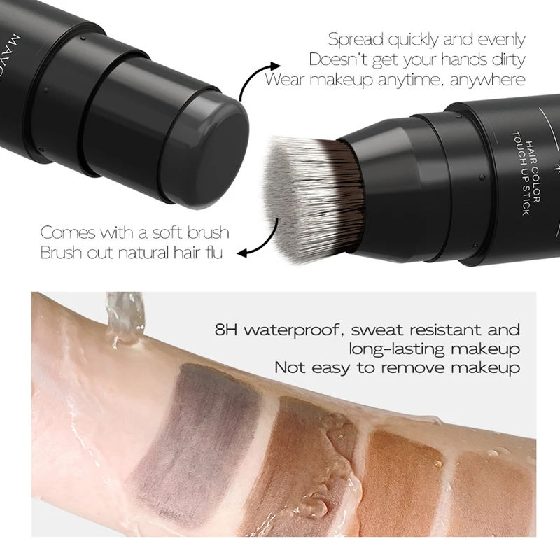 Vara temporária de cor de cabelo, cobertura rápida de longa duração, caneta portátil de cor de cabelo, caneta de tintura de cabelo para retoque de raiz e correção de cor