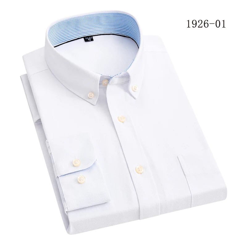

Long-Sleeve Shirt Solid Classic Collar Simple Versatile Sport Shirt Comfortable Daily Men's Business Top Oxford Fabric Casual