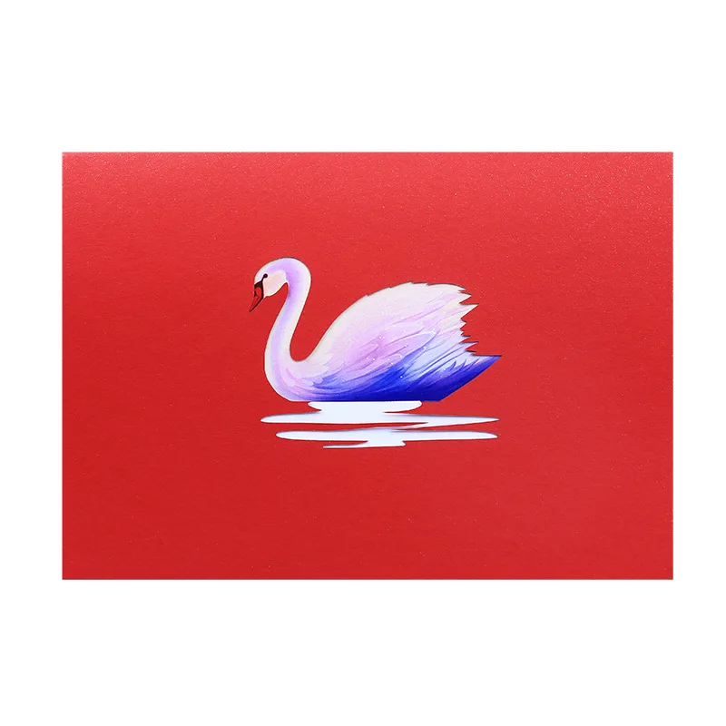 10pcs Handmade Origami Multicolour Swan 3D Pop UP Greeting Invitation Card Wish Mom Thanks Xmas Wedding Birthday Party Gift